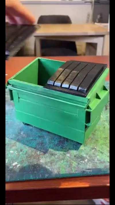 Talented modeler makes miniature dumpster