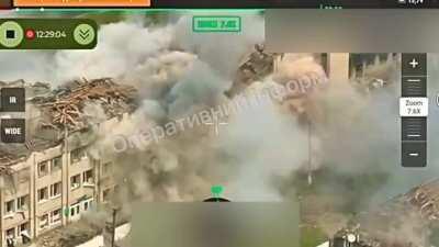 Ukrainian airstrikes destroy the hospital in Vovchansk, occupied by Russian soldiers. 18 May 2024