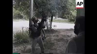 Chechen rebels come under intense fire while pushing Russian forces out of Grozny during 'Operation Jihad' (August 1996)