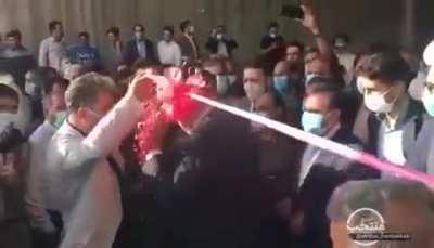 Opening ceremony aborted by road minister of Iran, due to lack of scissor.