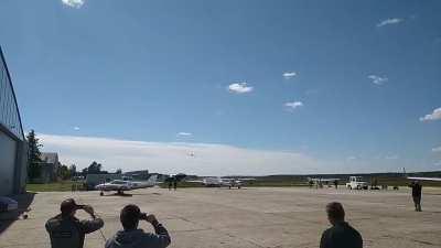 Mig-15 low pass as a thank you from the pilot for the maintenance