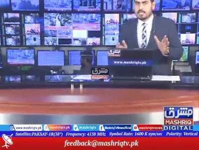 News anchor live on air reporting about the earthquake in Pakistan today as more jolts start coming