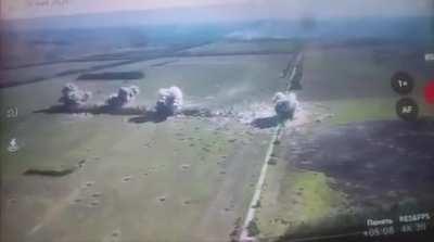 Four FABs hit Ukrainian defensive position at a treeline c. 2.5km north of Lyptsi, Kharkiv