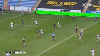 Wasps Prop Jeff Toomaga-Allen with incredible pace and offload for 65m try