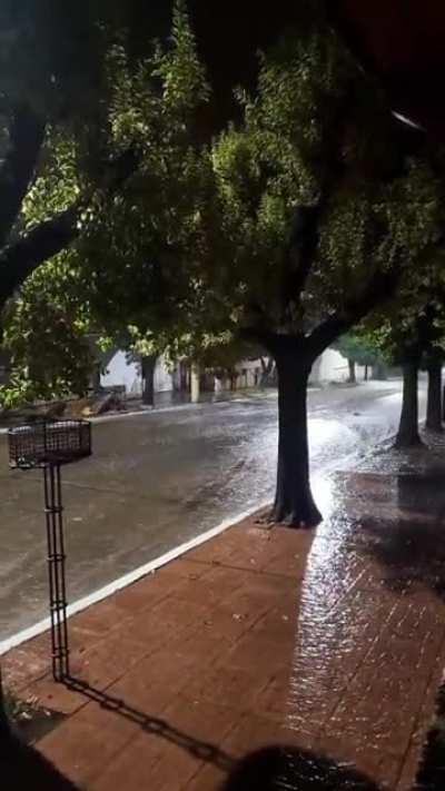 A flash of lightning during last night's summer storm in Argentina