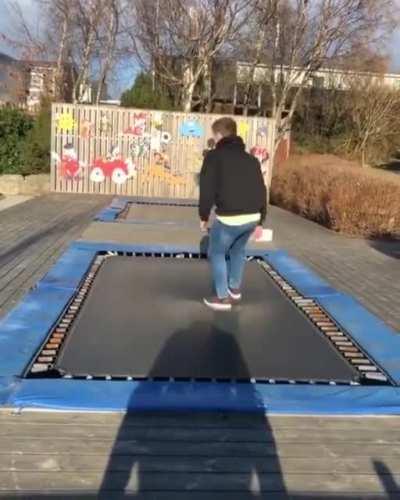 Doing a flip on a trampoline