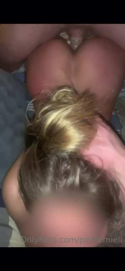 Blowjob Cuckold Doggystyle MFM Sharing Socks Threesome Watching Porn GIF by petitemiell