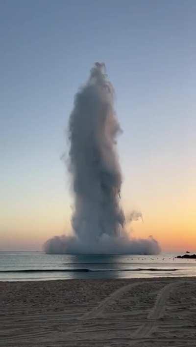 Controlled explosion of an undetonated rocket in the sea