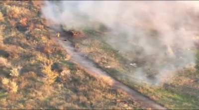 Russian soldiers blown apart after being hit by ATGM