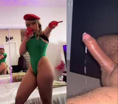 Cammy makes cock cum