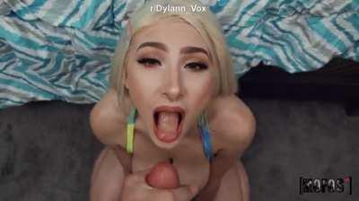 Cumshot in Her Mouth and on Her Tits - Skylar Vox