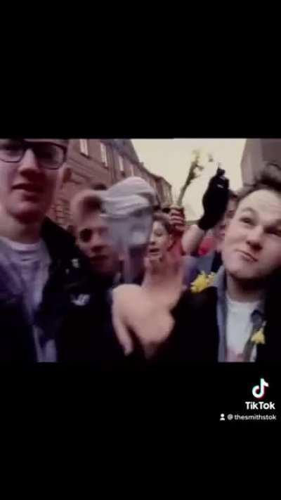 Fans waiting before the Morrissey gig in 1988