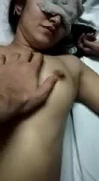 Blindfolded Indian GF enjoyed by her BF