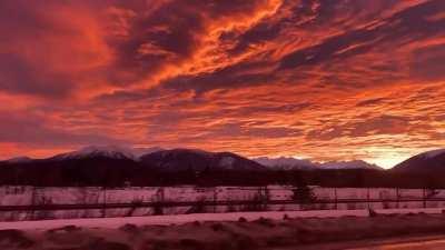 This Sunset, Monday, January 24, 2022, in Terrace BC. Taken by a buddy.