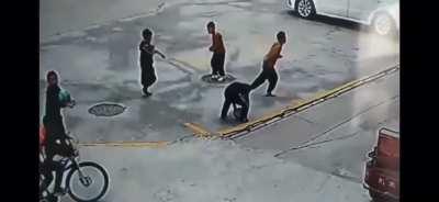 Boy sent flying after dropping a firecracker into a manhole.