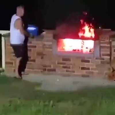 Explosive grill. What was he thinking?