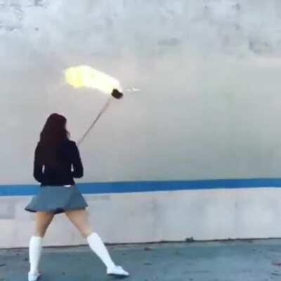 Kill Bill's Gogo . . . but with fire