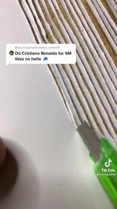 Created Cristiano Ronaldo from cutting paper