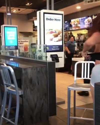 McDonald's employee beats up milkshake-throwing customer