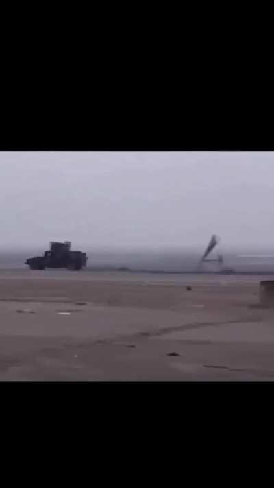 Iraqi SOF humvee gets hit multiple times by isis 12.7 DShk during the battle of Baiji oil refinery.