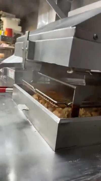 The sizzling sounds of freshly fried chicken