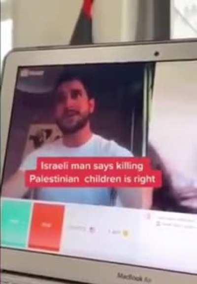 An Israeli man casually justifying the murder of innocent Palestinian children saying it prevent them from becoming &quot;terrorists&quot; in the future.