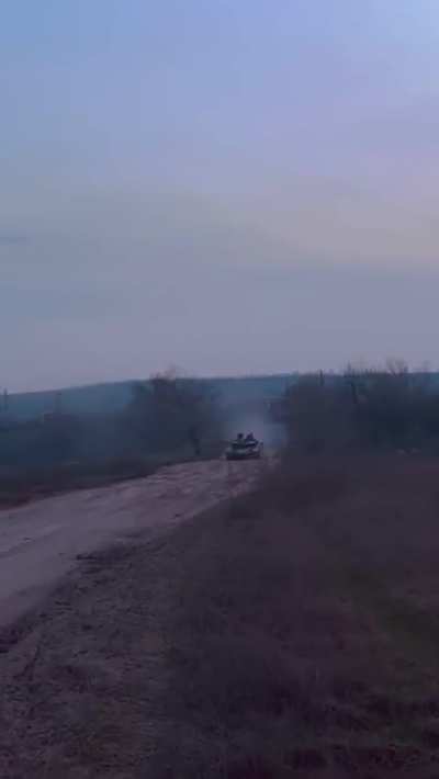 Ukrainian tank commander of the 54th Mechanized Brigade films his T72b3m before driving to the front. Siversk region. October 2024.