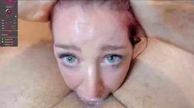 Red Haired, Green Eyed Webcam Slut Gets Face Fucked