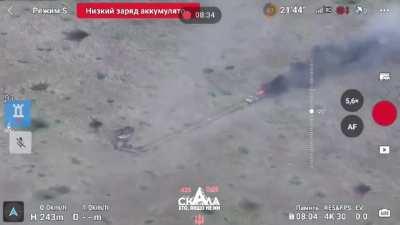 Surveillance drone footage of another unsuccessful Russian mechanized assault. From the 425th Assault Batalion &quot;Skala&quot;.
