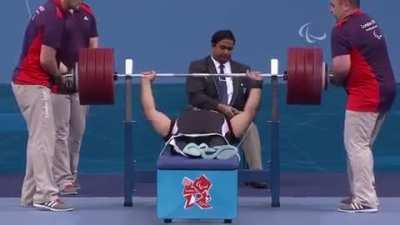 Breaking the paralympic record for powerlifting. 241kg (531 lbs)