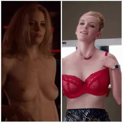 Gillian Jacobs and Betty Gilpin taking their bra off