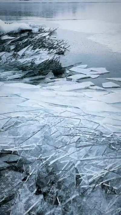 Ice stacking on Lake Superior