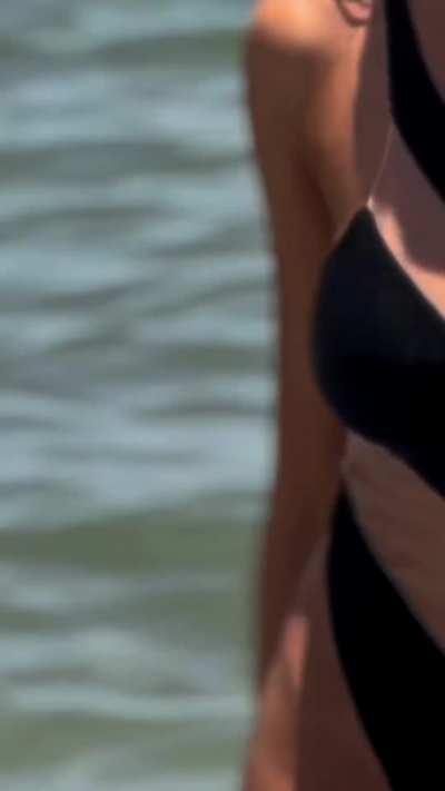 Black bikini, at the beach,  video