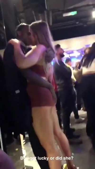 Interracial kissing at the club