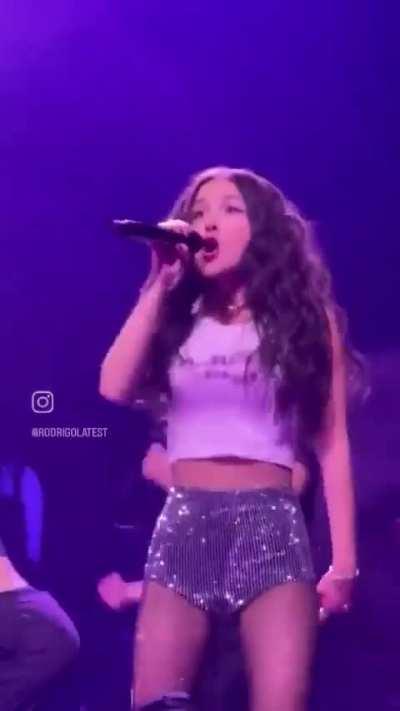 Olivia showing her bra during performance of get him back in Palm Springs