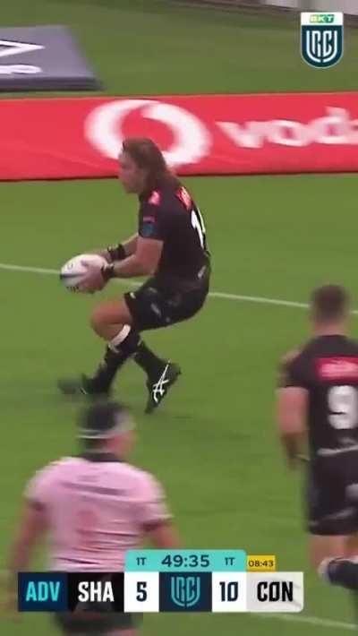 Awkward looking kick forward try Sharks vs Connacht