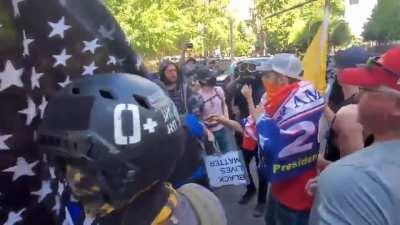 Proud boys and MAGA clash with protesters in Portland