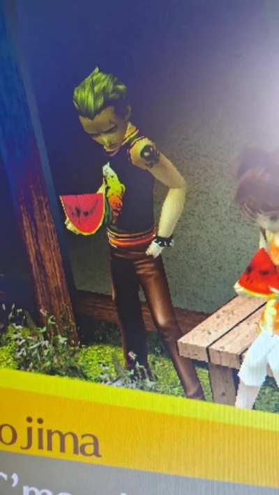 What is Kanji putting in the watermelon? 