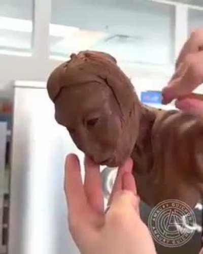 This Talented Artist creates incredible statue out of chocolate.