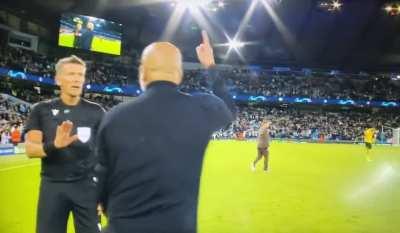 Pep Guardiola yellow card after full time