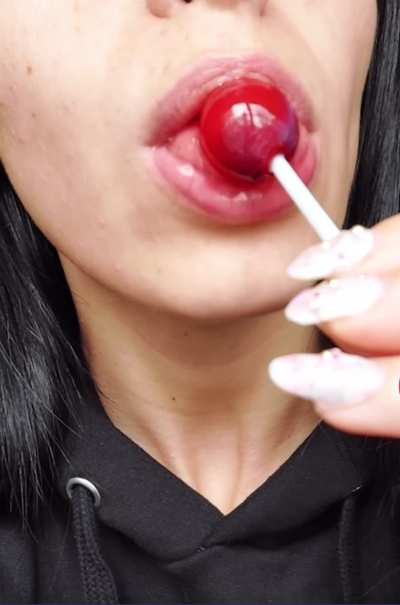 Sucking this lollipop makes me think of you 