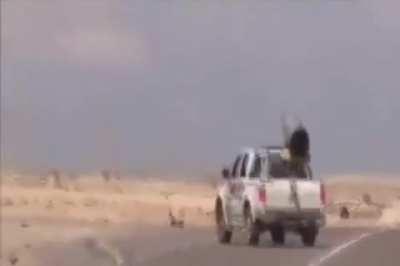 Libyan rebels decide to put a UB-32 rocket pod on a Toyota pickup truck (First Libyan Civil War, 2011)