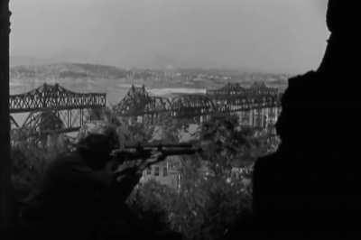 USMC Sniper engages North Korean troops across the Han River with his M1903A4 rifle on September 23rd 1950 during the recapture of Seoul