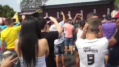 Shockwaves being created due to extremely loud music at a outdoor rave