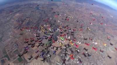 On Sept. 29, 2015, 202 skydivers joined together like a snowflake at 7,000 feet (2,130 meters) to set a world record for the largest sequential skydiving formation