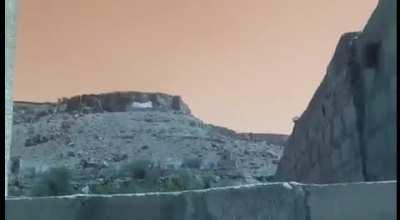 A close-up of a bunker-buster being dropped on a Houthi arms depot by the Saudi Air Force (2015).