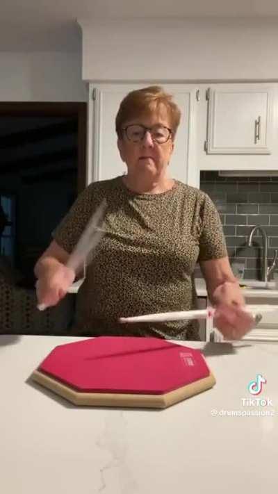 Granny shows us how to play doubles