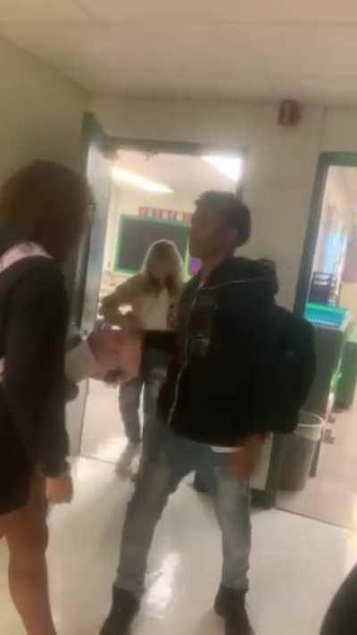 Girl shoves boy at school, he beats the shit out of her.