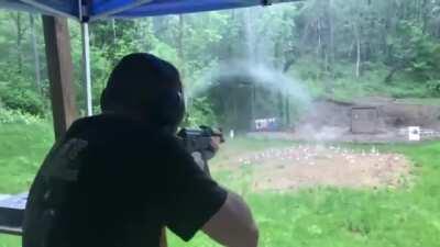 Draco AK-47 muzzle shockwave deflecting rain