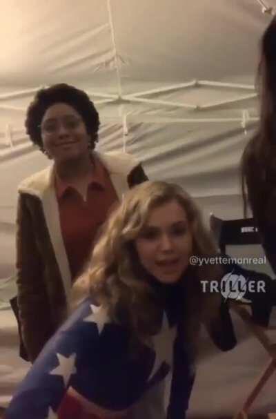 Stargirl (Brec Bassinger) and Wildcat (Yvette Monreal) living it up